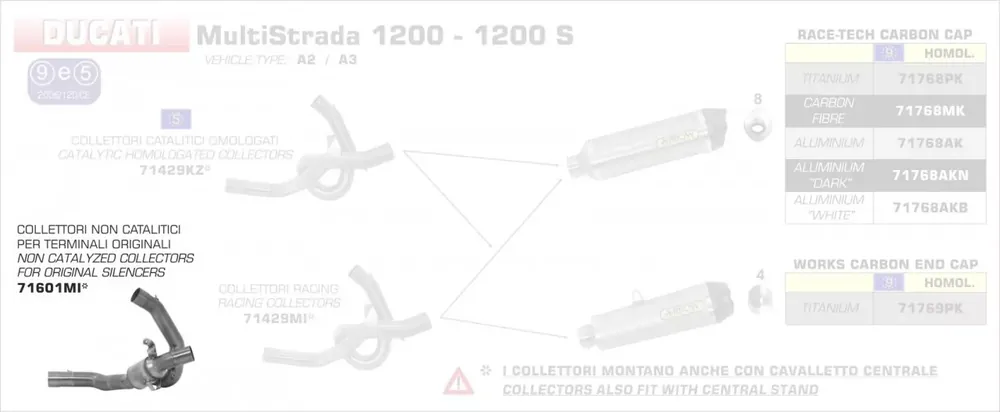 Arrow Zwischenrohr ohne Kat passend für Ducati Multistrada 1200 10-14 Beliebt