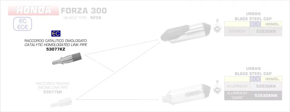 Arrow Verbindungsrohr mit Kat passend für Honda Forza 300 18-19 Bestseller