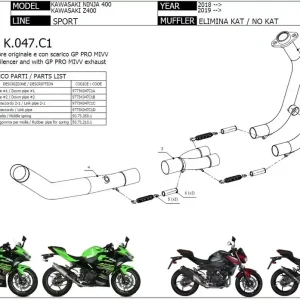 Finale Aktion MIVV Katersatzrohr passend für Kawasaki Ninja 400 (2018-) & Z 400 (2019-)