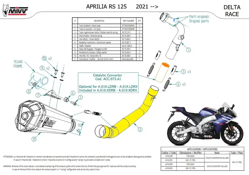 Bestpreis MIVV Verbindungsrohr passend für Aprilia RS 125 (21–24)