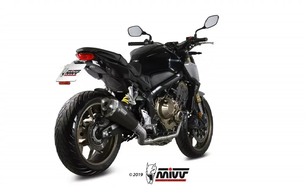 Neuheit MIVV Delta Race Edelstahl Schwarz passend für Honda CBR 650 R, CB 650 R 19-23