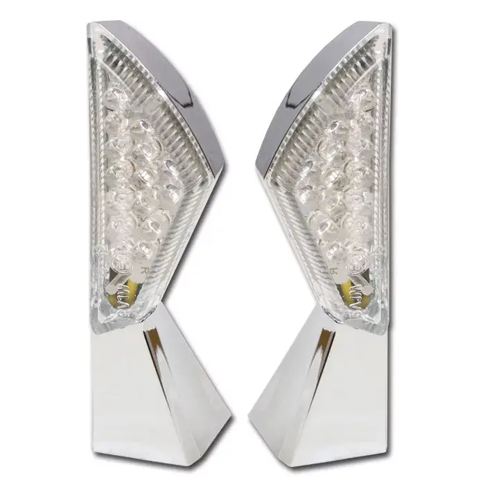 Expressversand LED-Blinker "SQUARE" chrom klar E-geprüft Paar M8