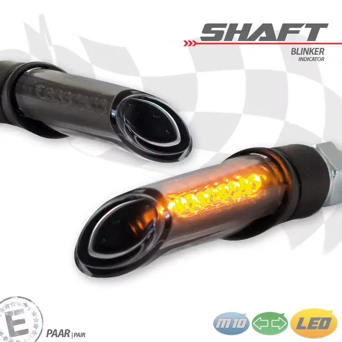 Nur Für Kurze Zeit LED-Blinker SHAFT schwarz getönt E-geprüft M10 Paar