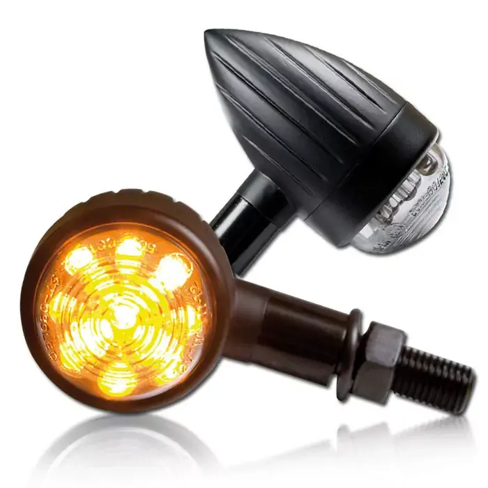 LED-Blinker New Bullet passend für Motorrad matt-schwarz E-geprüft Neuheit