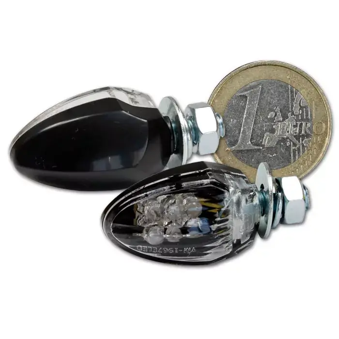 LED-Blinker "Drop" schwarz mit klarem Glas, M6, E-geprüft hinten Billig