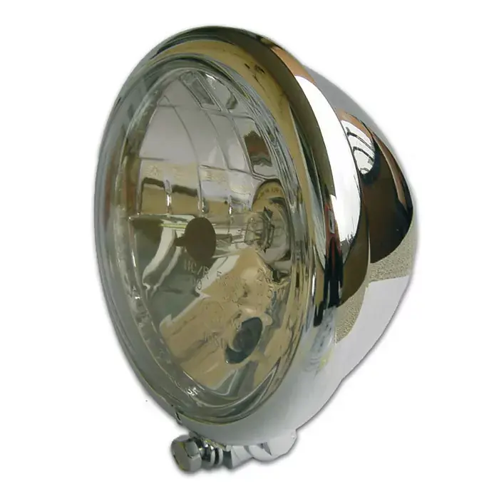 Scheinwerfer Bates-Style 5-3/4" H4 chrom klar mit Standlicht E-geprüft Mega-Angebot