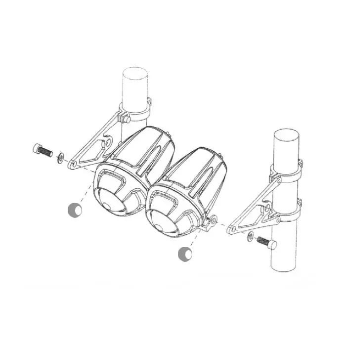 CNC-Lampenhalter-Set Alu-schwarz Ø 50–54 mm – 4 Schellen und 2 Halter Top-Seller