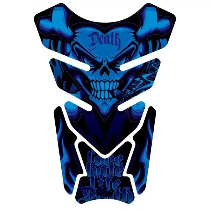 Expressversand Motografix Smoking Sacred Heart Skull Blue 3D Gel Tankpad Protector ST077B