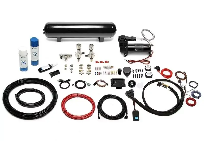 TA Technix härteverstellbares Luftfahrwerk mit Airmanagement passend für Alfa Romeo Mito, Fiat Punto, Opel Corsa Echt