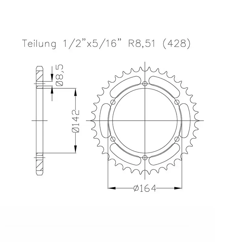 Neu Im Sortiment Kettenrad Stahl 48 Zähne Teilung 428 passend für Hyosung