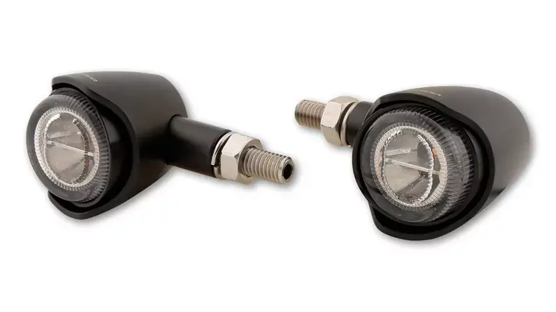 HIGHSIDER Akron-X LED Mini Blinker Gehäuse Schwarz / Linse Rauchgrau (Paar), vorn & hinten Neuheit