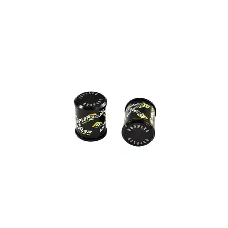 Ventilkappen Doppler schwarz / gelb (x2) Neu