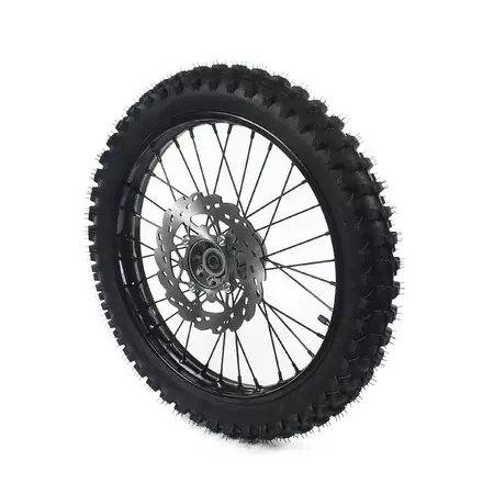 Felge vorn / Vorderrad Stahl d.15mm - 17‘‘ mit Reifen Yuanxing Pit Bike / Dirt Bike schwarz Expressversand