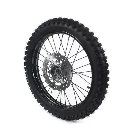 Zertifiziert Felge vorn / Vorderrad Stahl d.15mm - 19‘‘ mit Reifen YUANXING Pit Bike / Dirt Bike schwarz