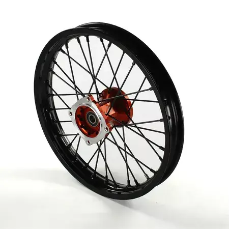 Direkt Vom Hersteller Felge vorn Alu Nabe CNC 15mm Achse - 14‘‘ Volt Racing Pit Bike / Dirt Bike orange