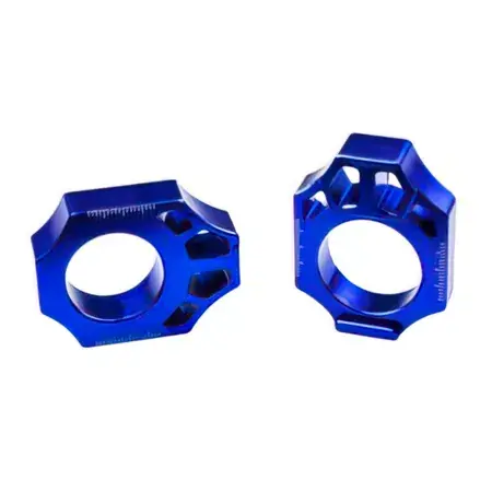 Kettenspanner / Achsblöcke Scar Alu Kawasaki / Suzuki blau Begrenztes Angebot