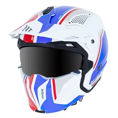 Letzte Chance Trial Helm MT Streetfighter SV Twin glänzend weiß / blau / rot