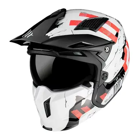 Abverkauf Trial Helm MT Streetfighter SV Skull glänzend perlweiß